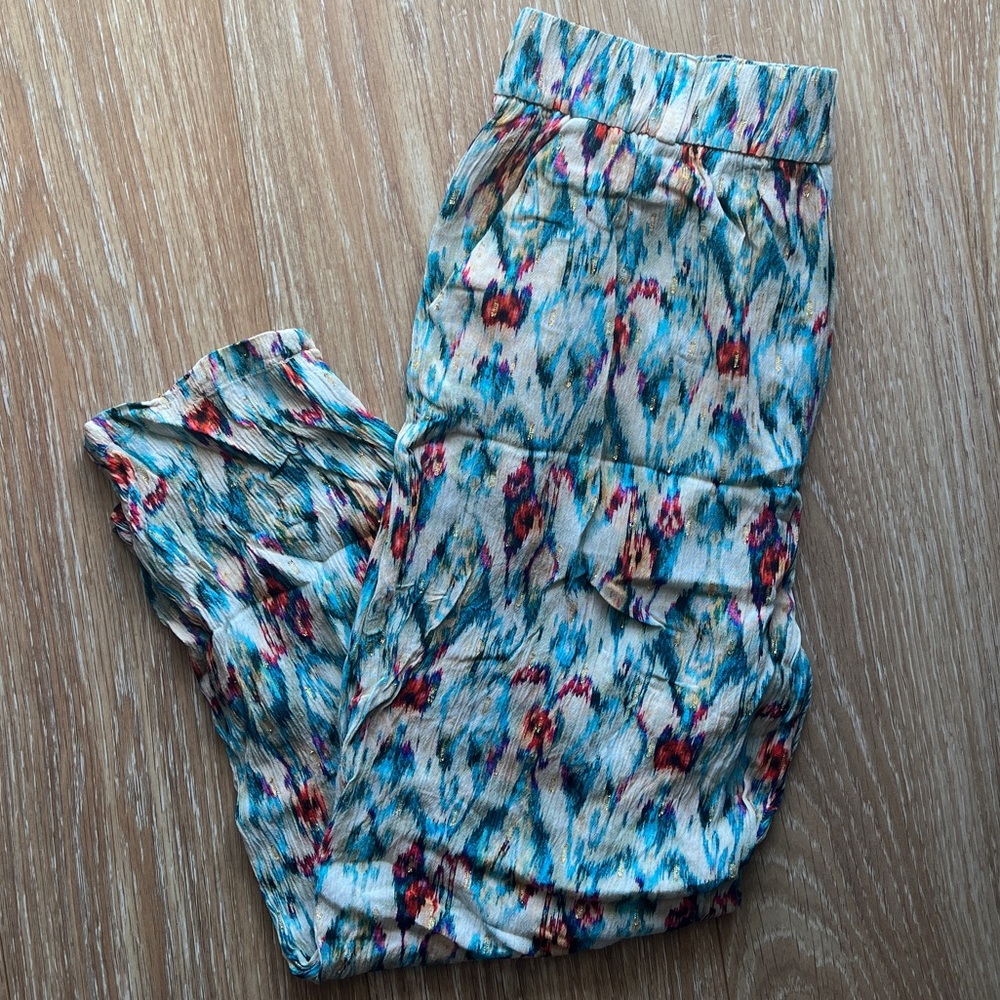 Zara multi color pajama pull on pants